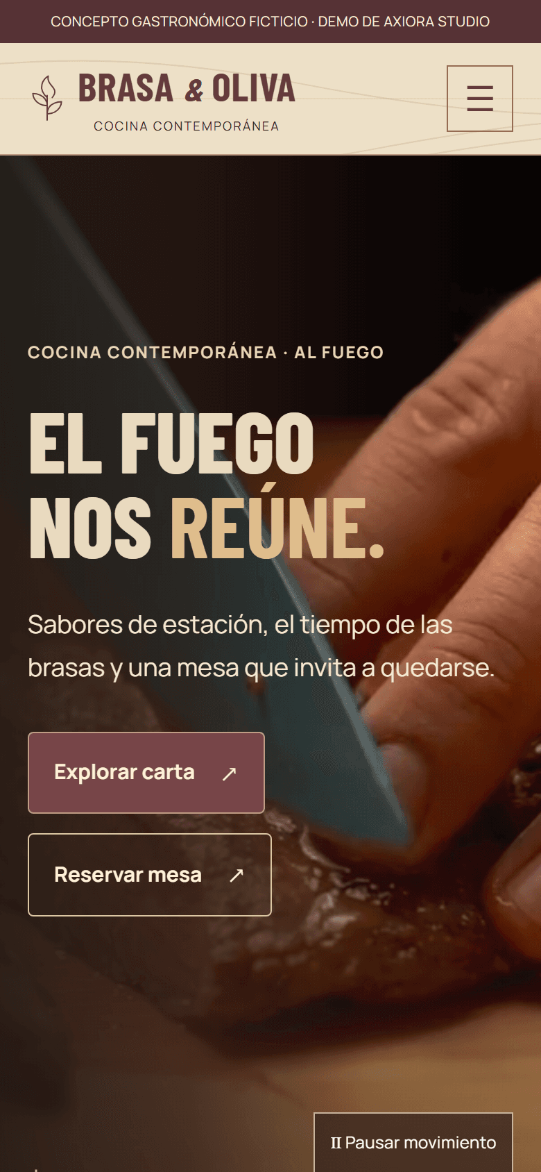 Brasa & Oliva — Portada (mobile)