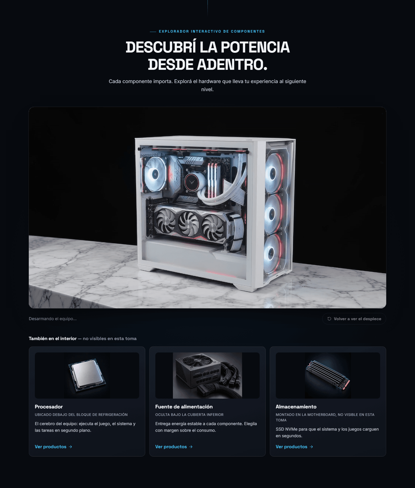 Gaming Elite: explorador de componentes y despiece de una PC gamer en desktop