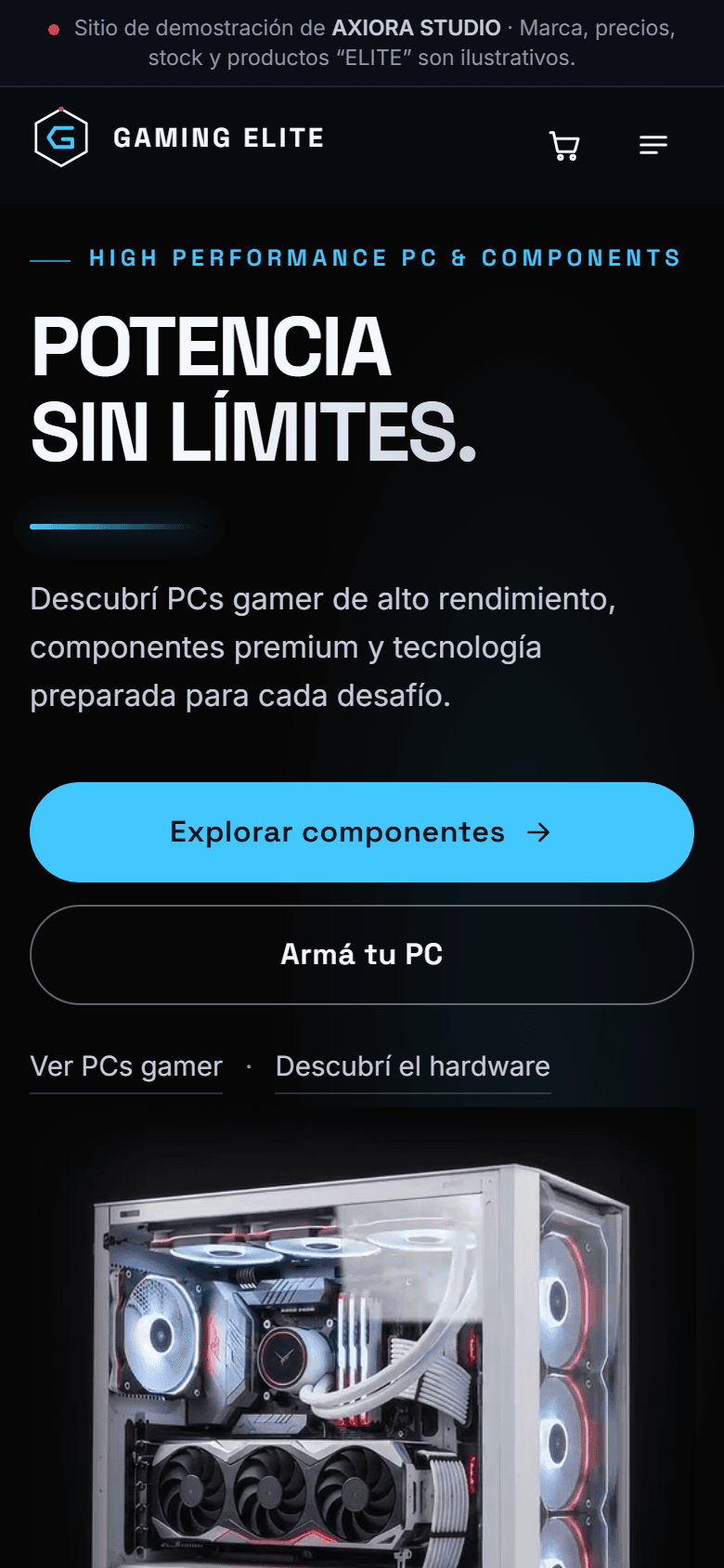 Gaming Elite: portada adaptada a dispositivos móviles