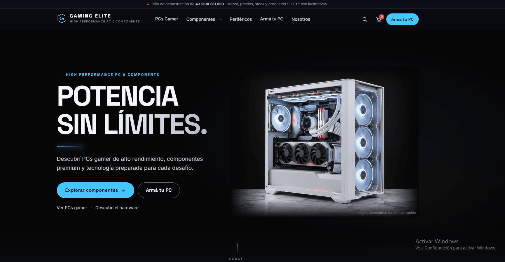 Gaming Elite — vista principal del sitio