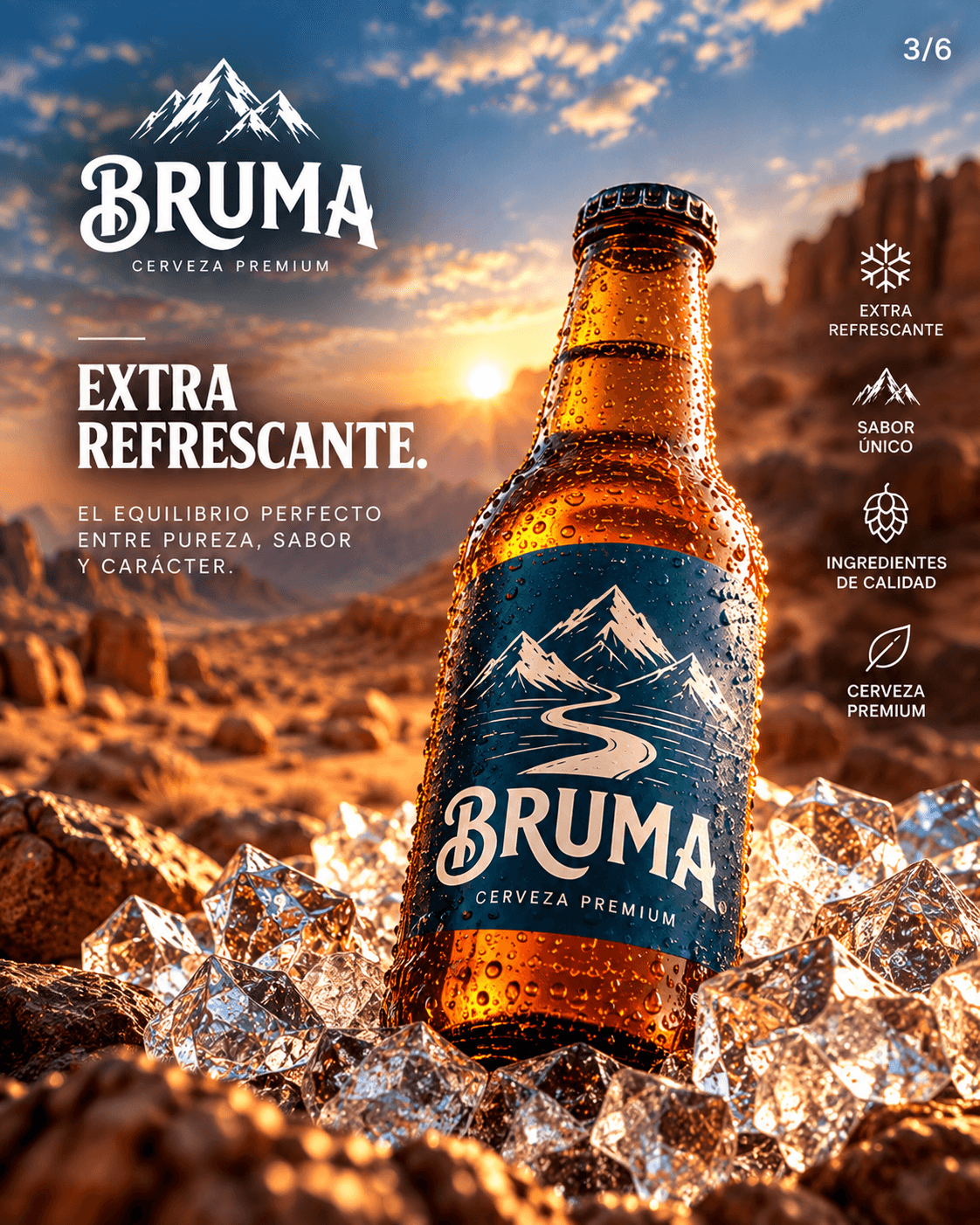 Botella BRUMA sobre hielo.